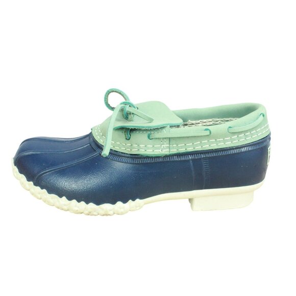 LL Bean Women's Blue Rubber Unlined Moccasin Low Ankle Duck Boots Size 6 M - Picture 1 of 10
